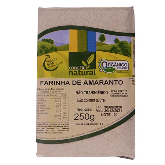 cesta organica farinha de amaranto 250g coopernatural