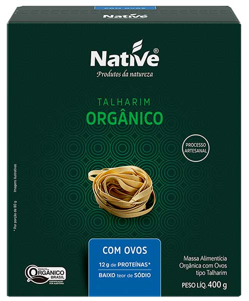 cesta organica talharim organico com ovos 400g native