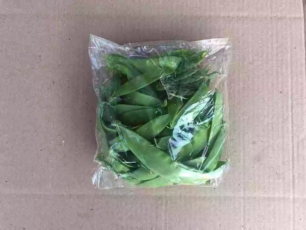 cesta organica ervilha torta com embalagem